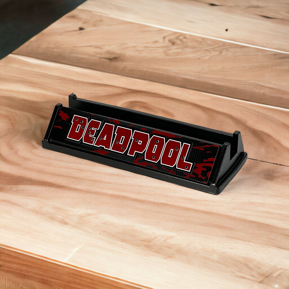 Deadpool Comic Stand (Black Battle Damage with Bullet holes)