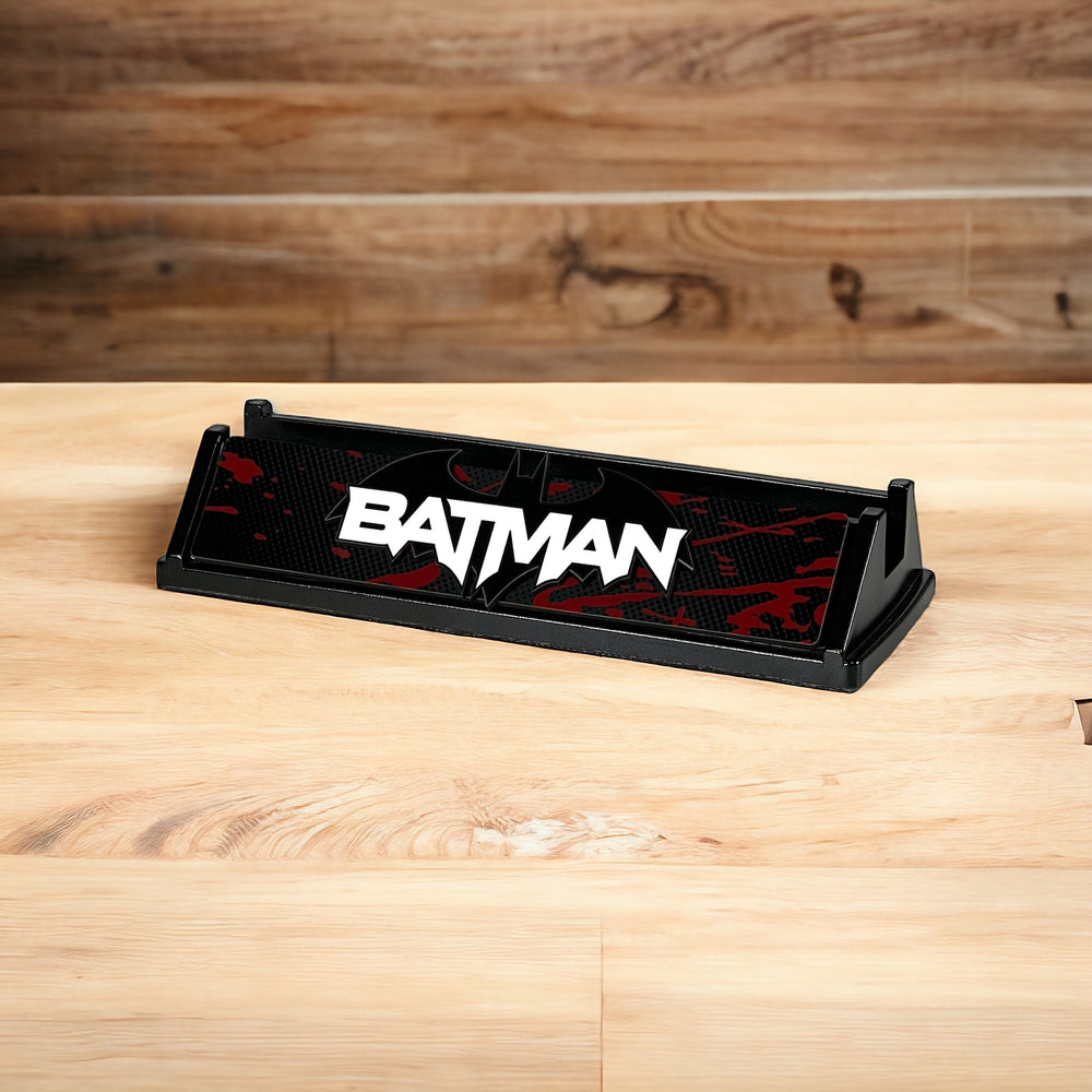 Batman Comic Stand (Blood Background Cowl with White Letters)